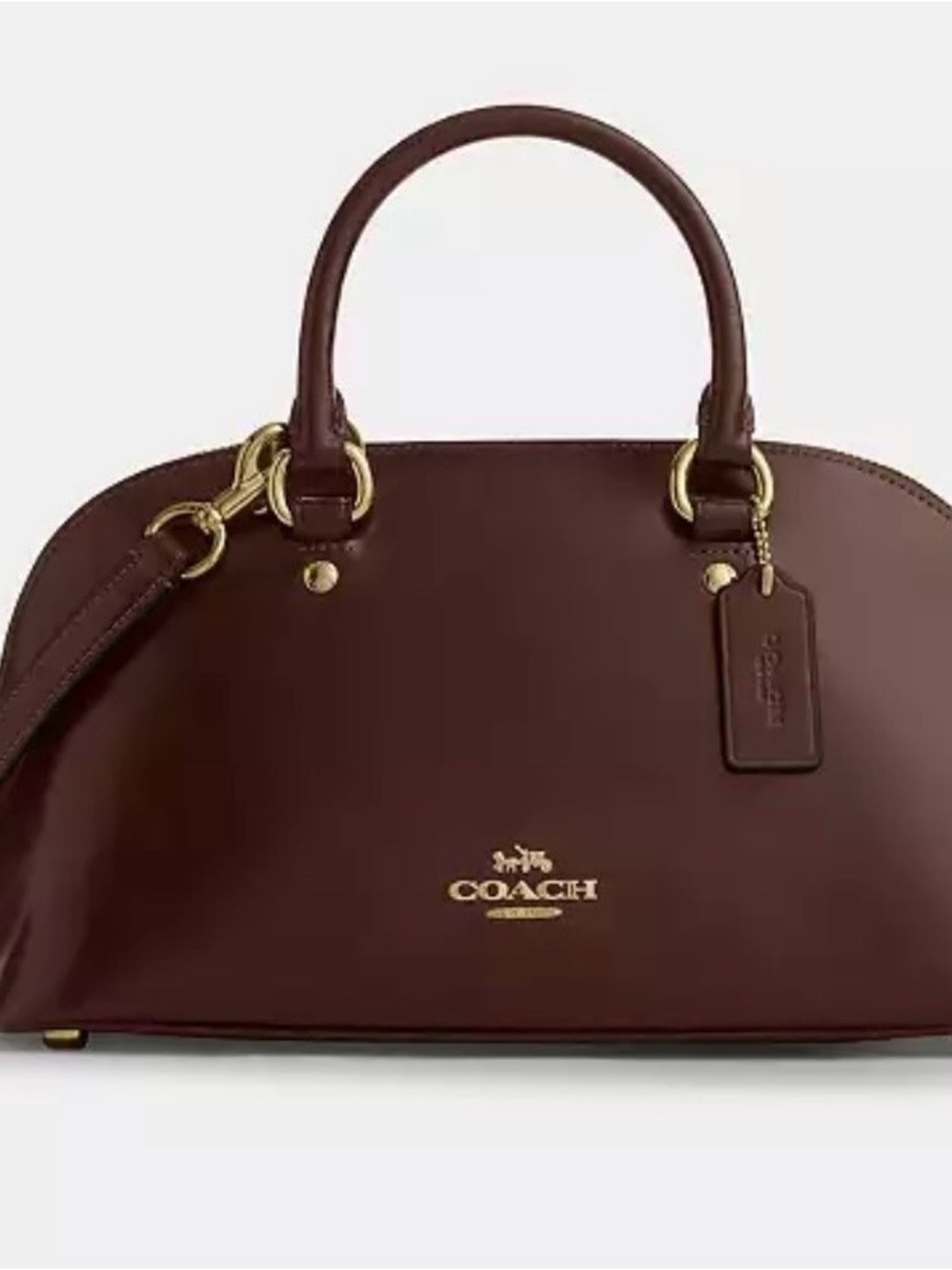 Coach Burgundy Dome Satchel with Gold Accents